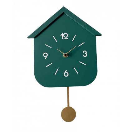 Nástěnné hodiny s kyvadlem HOME zelené 37,5 cm