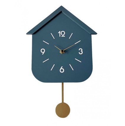 Nástěnné hodiny s kyvadlem HOME modré 37,5 cm