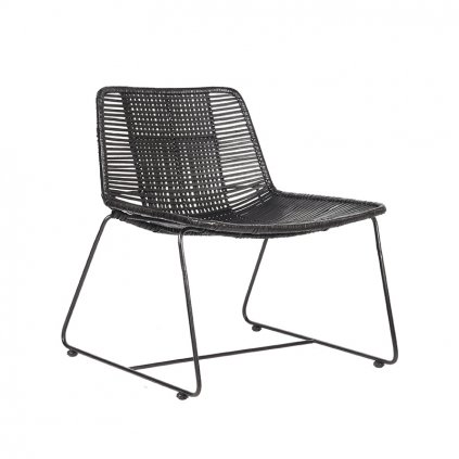 fauteuil rex zwart rotan zwart metaal 61x62x71 cm perspectief