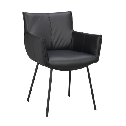 Kožená jídelní židle s područkami HINCKLEY černá123095 b Hinckley armchair black leather black