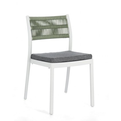 Zahradní jídelní židle ALVIN bílá se zeleným opěradlem