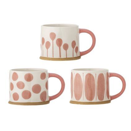 Set 3 hrnků LINORA růžový