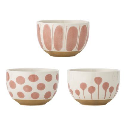 Set 3 misek LINORA růžová 460 ml