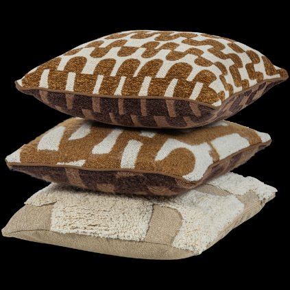 FAYDEN CUSHIONS CHENILLE BROWN/NATURAL - SET OF 3