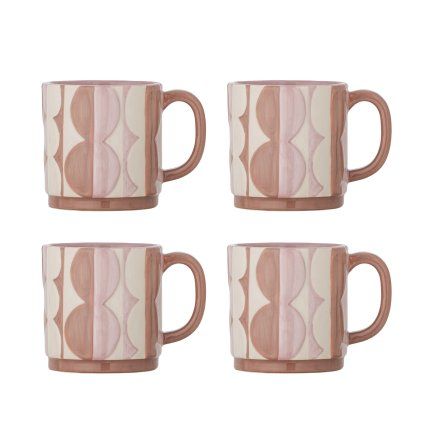 Set 4 hrnků SAUL růžových 240 ml