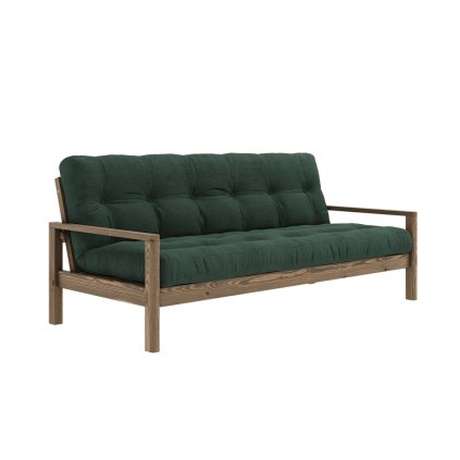 Dřevěná rozkládací pohovka KNOB zelená 205 cm