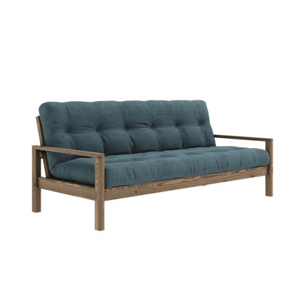 Dřevěná rozkládací pohovka KNOB světle modrá 205 cm