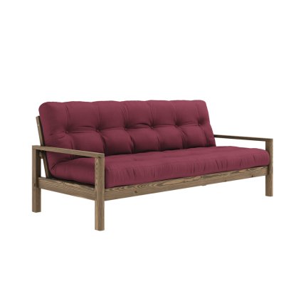 Dřevěná rozkládací pohovka KNOB vínová 205 cm