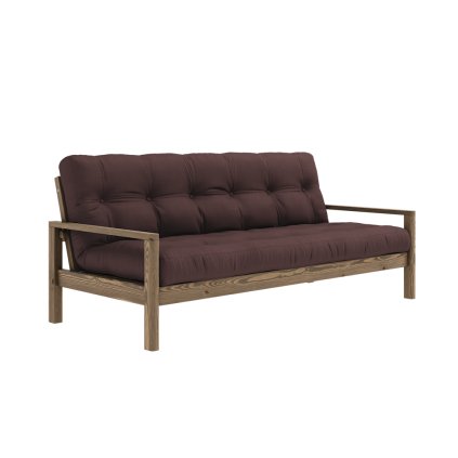 Dřevěná rozkládací pohovka KNOB tmavě hnědá 205 cm