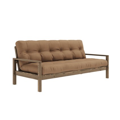 Dřevěná rozkládací pohovka KNOB mocca 205 cm