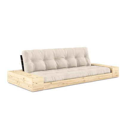 Rozkládací pohovka BASE s postranním úložným prostorem lněná 244 cm