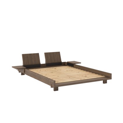 Dřevěná postel SOCIAL s nočními stolky hnědá 140x200 cm