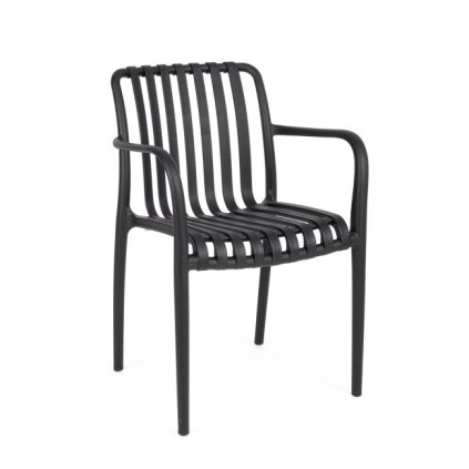 Zahradní plastová židle BILLIE černá s područkami