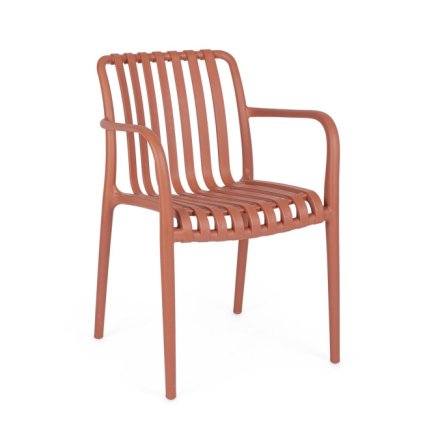 Zahradní plastová židle BILLIE terakota s područkami