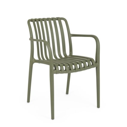 Zahradní plastová židle BILLIE zelená s područkami