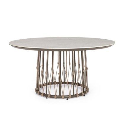 Kulatý zahradní jídelní stůl LANAI hnědý 150 cm