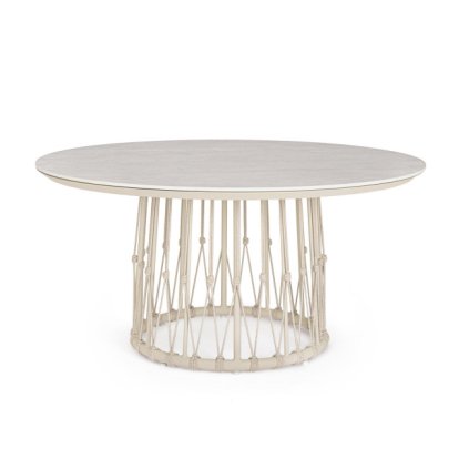 Kulatý zahradní jídelní stůl LANAI béžový 150 cm