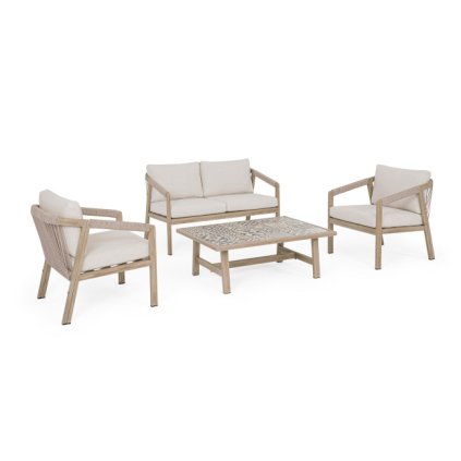 Zahradní set pohovky, křesel a stolku KALIMERA malý světlý