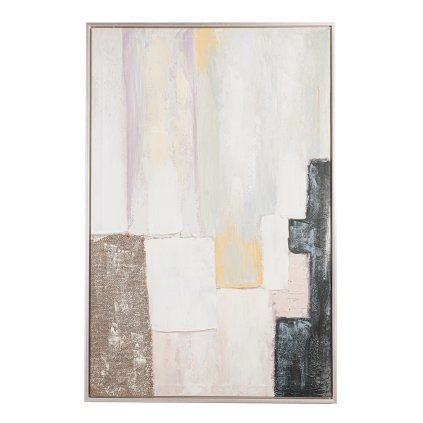 Obraz v rámu 120 x 80 cm šedo-béžový