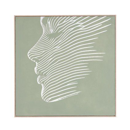 Zelený obraz v rámu 60 x 60 cm s profilem vpravo