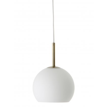 Ball pendant glass 18 cm white matt antique brass 1576