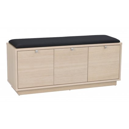 103767 b Confetti bench w 3drawers whithepigm. oak black fabric