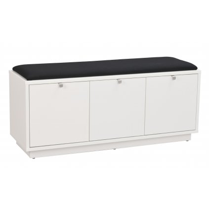 103763 b Confetti bench w 3drawers white black fabric