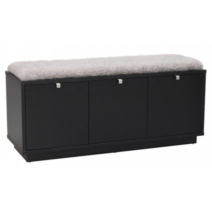 103766 b Confetti bench w 3drawers black sheepskin imitation2