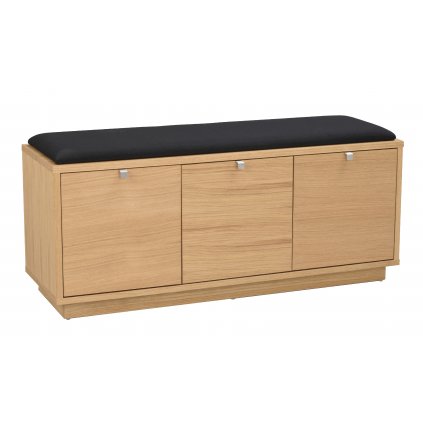 103761 b Confetti bench w 3drawers oak black fabric