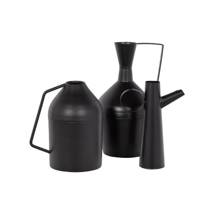 24248 set of 3 tins vases metal black