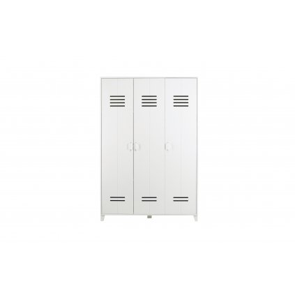 Dřevěná skříň LOCKER bílá se 3 dveřmi