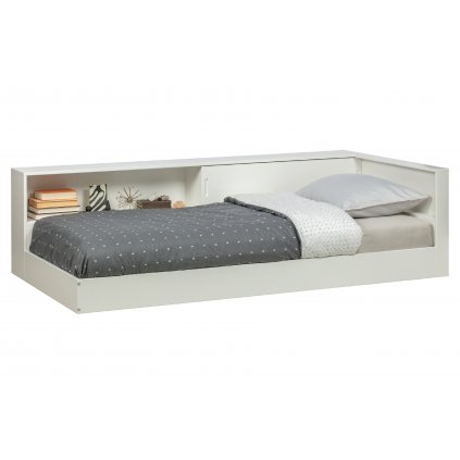 Dřevěná postel CONNECT bílá s rohovým okrajem