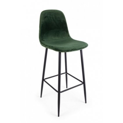 Sametová barová židle IRELIA zelená