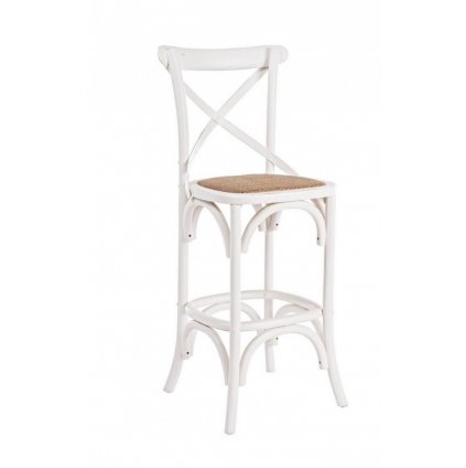 Dřevěná barová židle CROSS bílá
