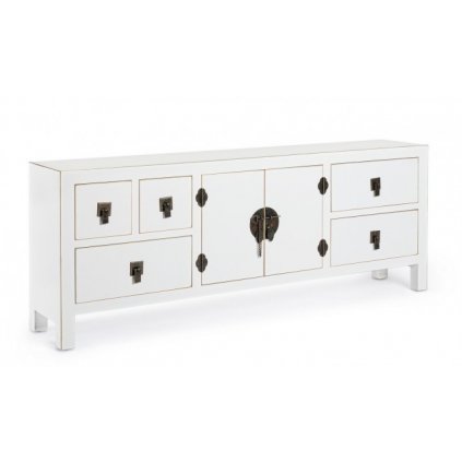 Bílý TV stolek PECHINO 50x130 cm