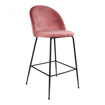 Sametová barová židle LAUSANNE růžová
