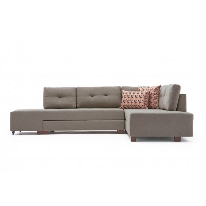 Rozkládací rohová pohovka MANAMA 282 cm béžová pravý roh