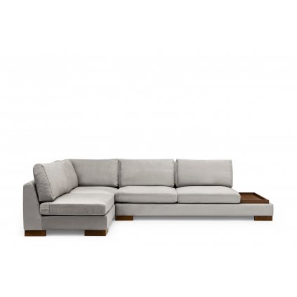 Rohová pohovka TULIP 313cm světle šedá levý roh s pufem