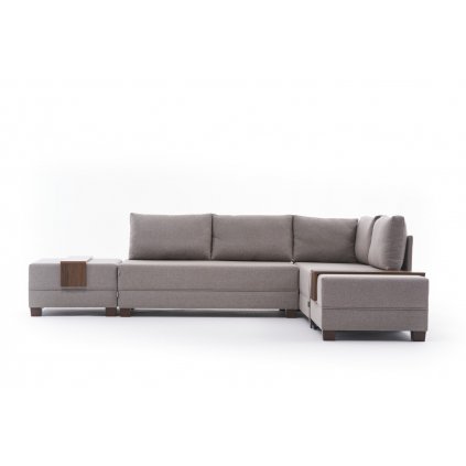 Rohová pohovka FLY krémová 280 cm s lenoškou vpravo