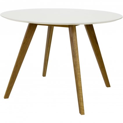 Kulatý jídelní stůl BESS bílá a dub Ø110 cm