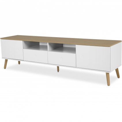 Dřevěný TV stolek DOT 192x43cm bílý