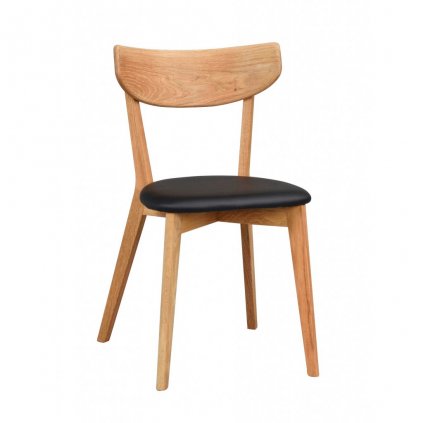 Dřevěná jídelní židle AMI dub s koženým podsedákem