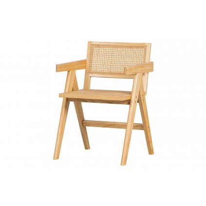 Dřevěná židle GUNN s ratanem světlá