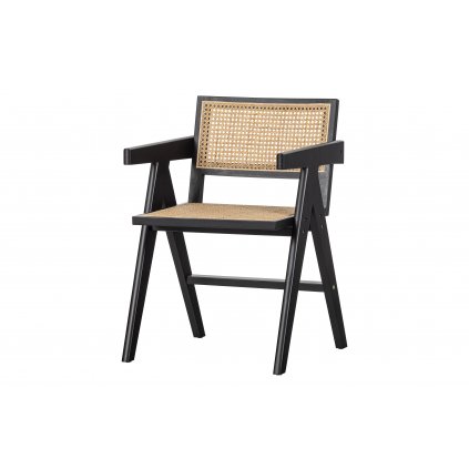 Dřevěná židle GUNN s ratanem černá