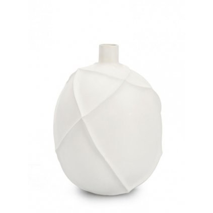 Bílá keramická váza RIDGED 27cm