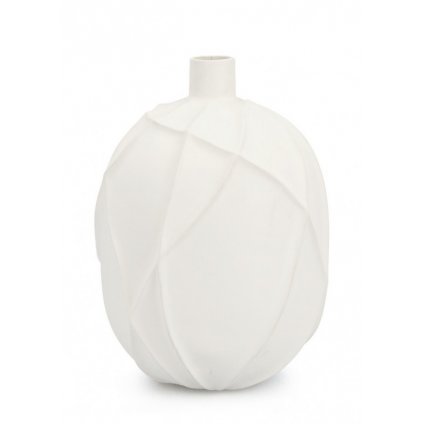 Bílá keramická váza RIDGED 38cm