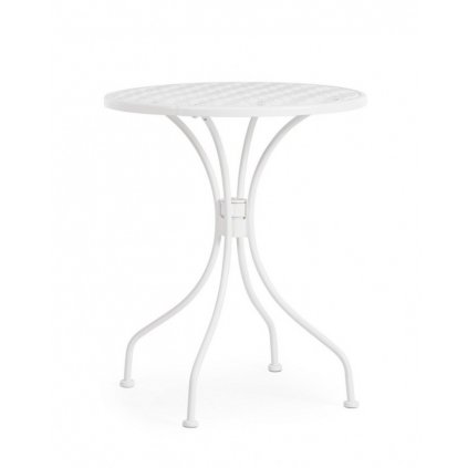 Kulatý zahradní kovový stůl LIZETTE bílý ø60 cm