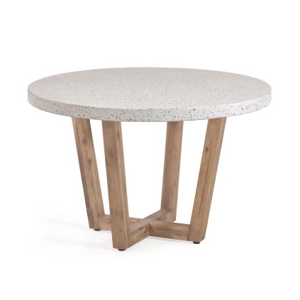 Kulatý jídelní stůl SHANELLE Ø120 cm bílé terrazzo