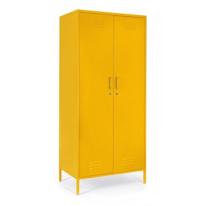 Kovová šatní skříň CAMBRIDGE žlutá 185x80 cm