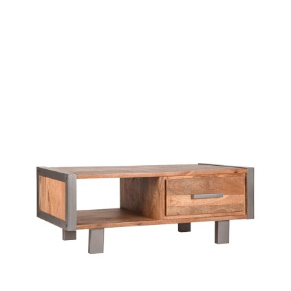 salontafel factory rough mangohout vintage metaal 120x70x50 cm perspectief